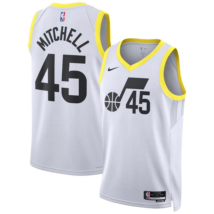 Men Utah Jazz 45 Donovan Mitchell Nike White Icon Edition 2022-23 Swingman NBA Jersey